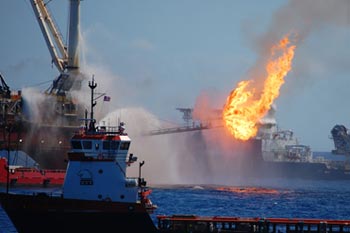 Deepwater Horizon, site of the 2010 BP oil spill in the Gulf of Mexico.