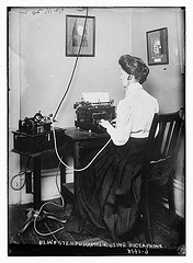 Blind stenographer using dictaphone (LOC)