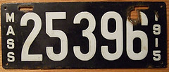 MASSACHUSETTS 1915 LICENSE PLATE