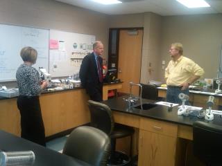 Photo: Visiting with Dr. Paramore and Dr. Ken Gaeddert, HCC microbiology instructor.