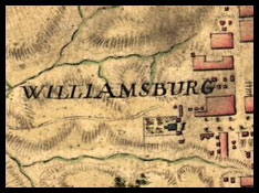 Detail of map of Williamsburg, Virginia