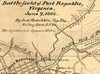 detail of map of the battlefield of Port Republic Virginia