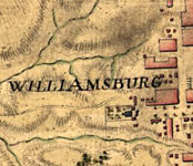 detail of map of Williamsburg Virginia