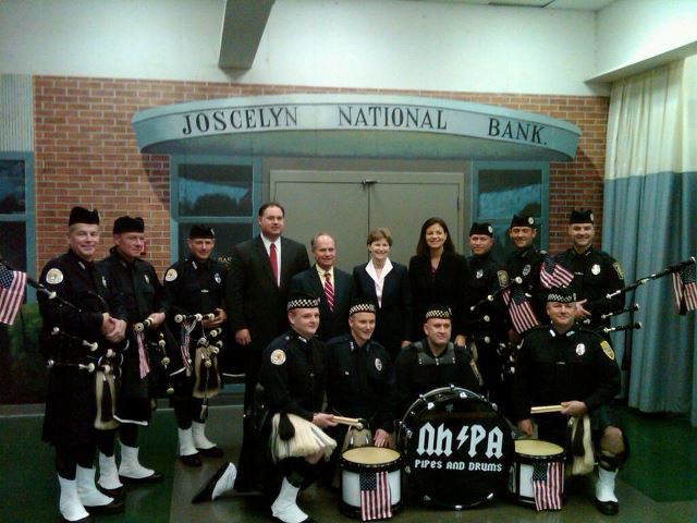 Photo: The New Hampshire delegation with members of the NH Police Association Pipes & Drums at the law enforcement awards ceremony tonight.