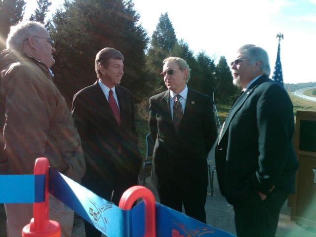 Photo: Senator Blunt meets with Rep. Billy Long and Springfield Mayor Bob Stephens at the U.S. 60/65 Interchange Reconstruction Celebration.