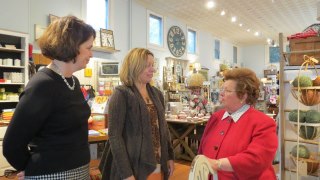 Photo: Senator Mikulski and Councilwoman Watson meet with the owner of Sweet Elizabeth Jane, a small business on Ellicott City's historic Main Street.