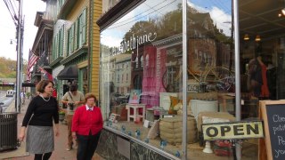 Photo: Senator Mikulski and Councilwoman Watson tour small businesses on Ellicott City's historic Main Street.