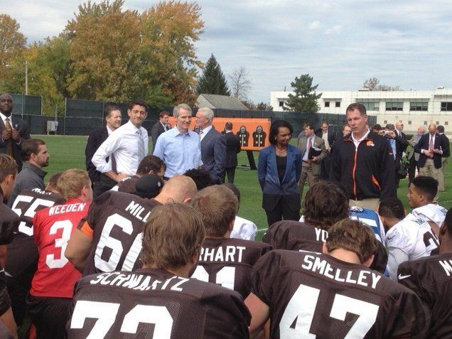 Photo: Catching some of the Browns practice in Berea today with Condoleezza Rice and Paul Ryan.