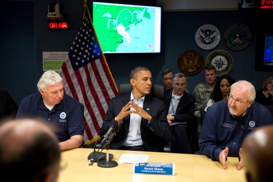 President Obama receives an update on the ongoing response to Hurricane Sandy 