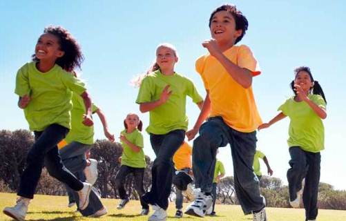 Children running outside