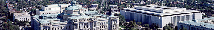 Aerial view of the Library of Congress buildings