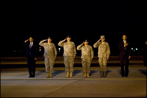 The President Respecting Fallen Soldiers Returning 
