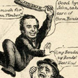 Detail of a political cartoon showing two men.