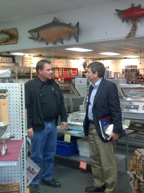 Photo: Here's another photo from the Anchorage Community Land Trust tour of Mountain View yesterday of me saying hi to Ray at Alaska Butcher Equipment and Supply.
