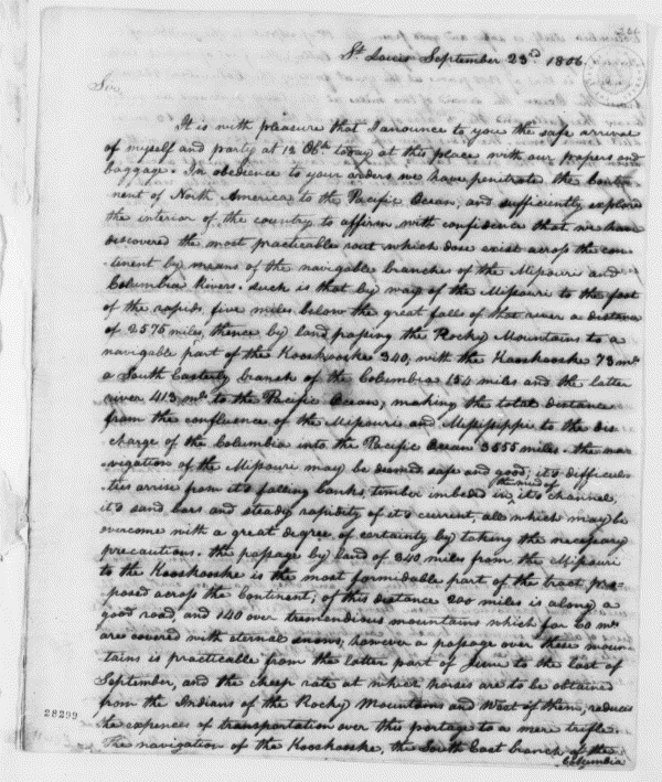 Image 912 of 1342, Meriwether Lewis to Thomas Jefferson, September 23