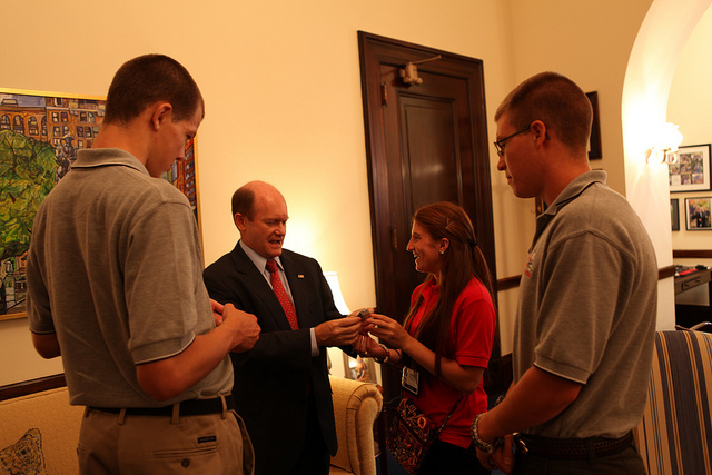 Senator Coons with students