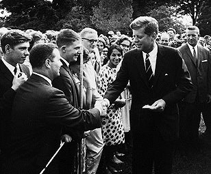 President John F. Kennedy Greets Peace Corps Volunteers, White House, South Lawn