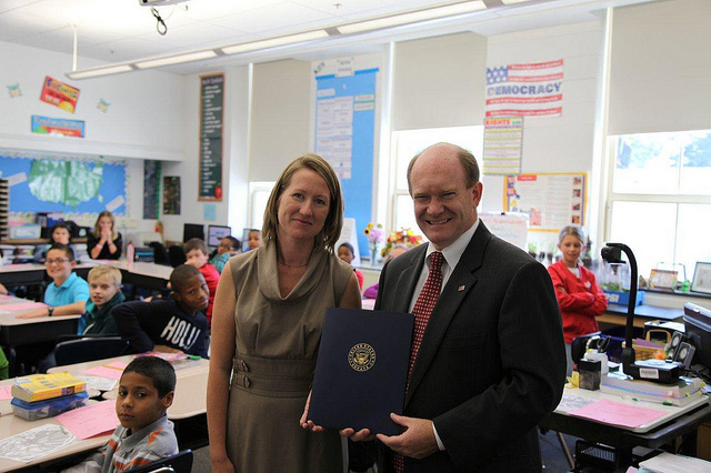 Senator Coons visit Delaware Teacher of the Year Amber Augustus
