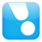 Ping 4 app logo. Consists of white exclamation point on blue background