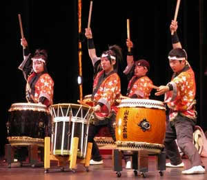 Taiko Club members performing.