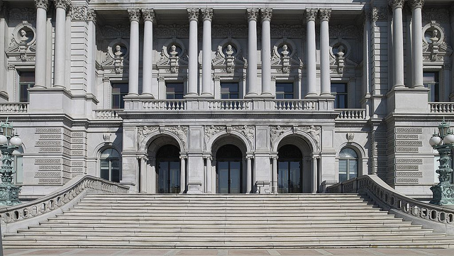 [Exterior view. View of approaches from the west façade of the Jefferson Building. Library of Congress Thomas Jefferson Building, Washington, D.C.] (LOC)