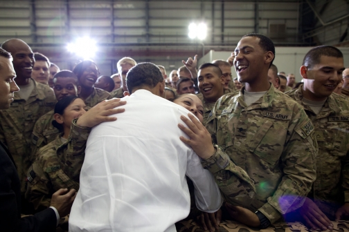 President Barack Obama Greets U.S. Troops