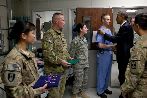 President Barack Obama Greets Hospital Personnel