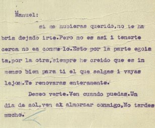 Letter from Gabriela Mistral, 1922, Santiago, Chile, to Manuel Magallanes Moure, Concepción, Chile