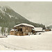 [Winter scene with log structure, Grisons, Switzerland] (LOC)