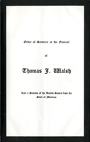 Image:  Order of Services, 1933 Thomas J. Walsh Funeral (Cat. no. 11.00004.00e)