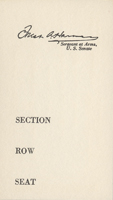 Image of the back of the 1953 Inauguration Ticket