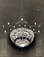 The chandelier hanging in the Trinity Methodist Church sanctuary