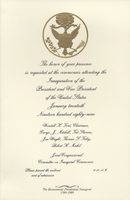 Image of the invitation for the 1989 Presidential Inauguration.