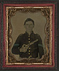 [Unidentified soldier in Union corporal's uniform holding Colt revolver to chest] (LOC) by The Library of Congress
