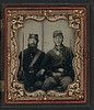 [Two unidentified soldiers in Union uniforms and forage caps with saber and musket] (LOC) by The Library of Congress