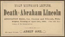 Walt Whitman's Lecture. Death of Abraham Lincoln.