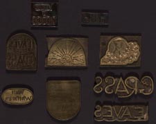 Assorted cast dies used in printing the 1860 edition of Leaves of Grass