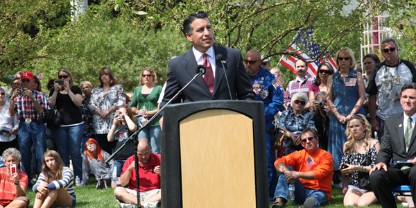 Governor Sandoval Speaks at 9/11 Memorial at Mills Park in Carson City.