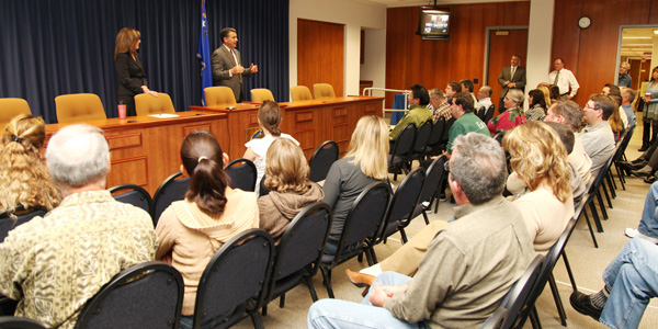 Governor Sandoval at Bagels with Brian event at NDOT