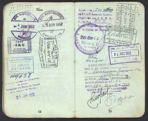 Page from Alan Lomax's passport