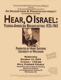 2009 Botkin Lecture Flyer for Henry Sapoznik