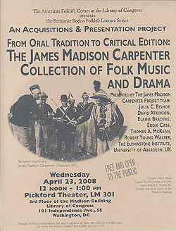 2008 Botkin Lecture Flyer for The Carpenter Collection