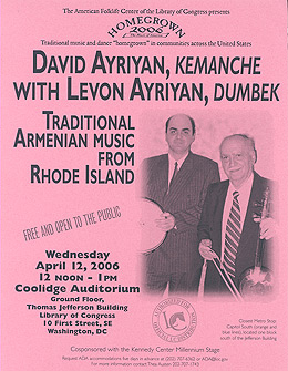 2006 Homegrown flyer for Levon Ayriyan