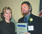 Hilary Clinton with Mick Moloney
