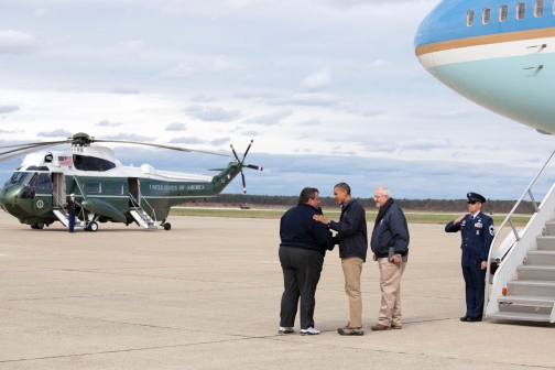 President Obama Greets New Jersey Gov. Chris Christie