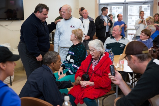 President Obama and Gov. Christie Talk with Local Residents