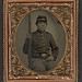 [Unidentified young soldier in Union uniform with musket, revolver, and cap box] (LOC)