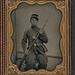 [Unidentified soldier in Union uniform with bayoneted musket, cartridge box, and cap box] (LOC)