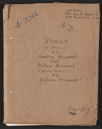 Manuscript of 'Porgy'