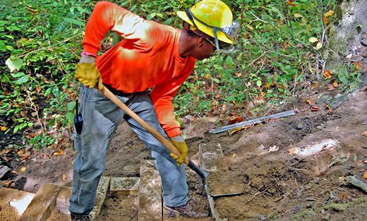 North Carolina Forest Service Job Corps student improves a historic site.